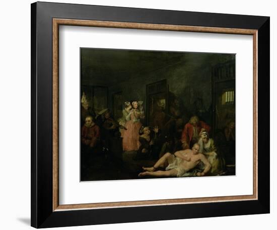 A Rake's Progress VIII: the Rake in Bedlam, 1733-William Hogarth-Framed Giclee Print