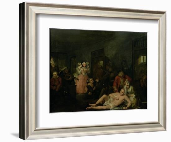 A Rake's Progress VIII: the Rake in Bedlam, 1733-William Hogarth-Framed Giclee Print