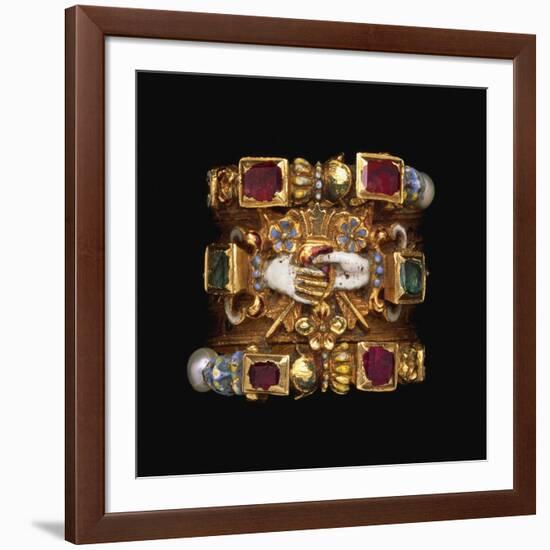 A Rare and Important Renaissance Jewelled Gold and Enamel Dated Marriage Ring, Circa 1610-null-Framed Giclee Print