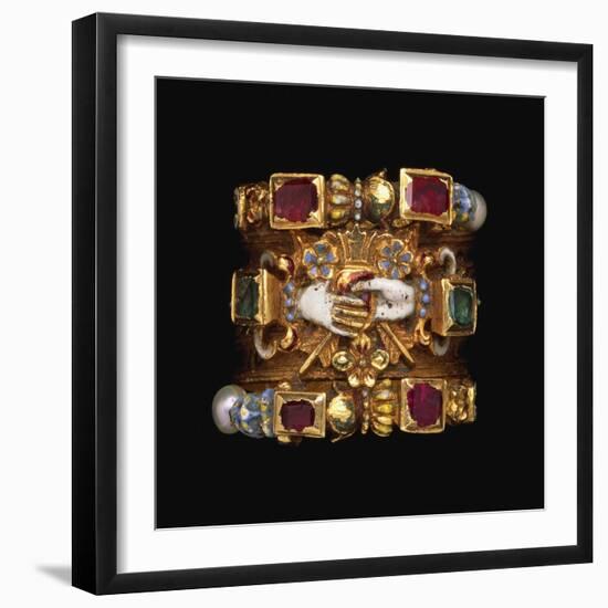 A Rare and Important Renaissance Jewelled Gold and Enamel Dated Marriage Ring, Circa 1610-null-Framed Giclee Print