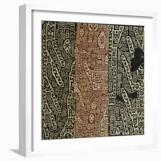 A Rare Huari Cotton Textile Resist-Dyed with Erratic Geometric Motifs-null-Framed Giclee Print