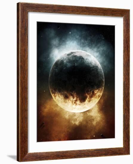 A Rare Planet Surrounded by a Cloud of Plasmatic Nitrogen and Flames-Stocktrek Images-Framed Photographic Print