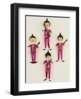 A Rare Set of Four Blown Glass Christmas Tree Decorations Modelled as the Beatles-null-Framed Giclee Print