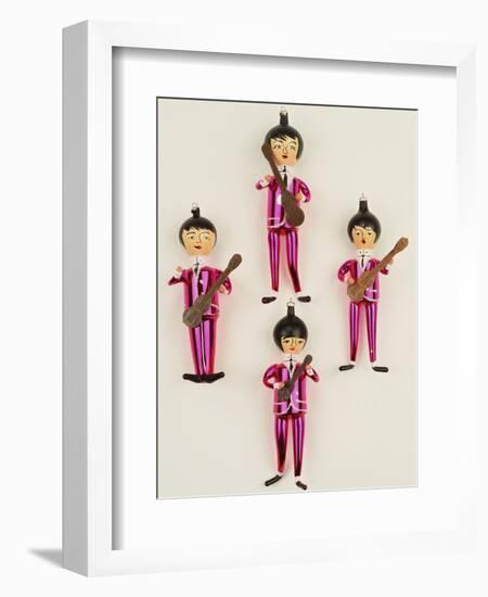 A Rare Set of Four Blown Glass Christmas Tree Decorations Modelled as the Beatles-null-Framed Giclee Print