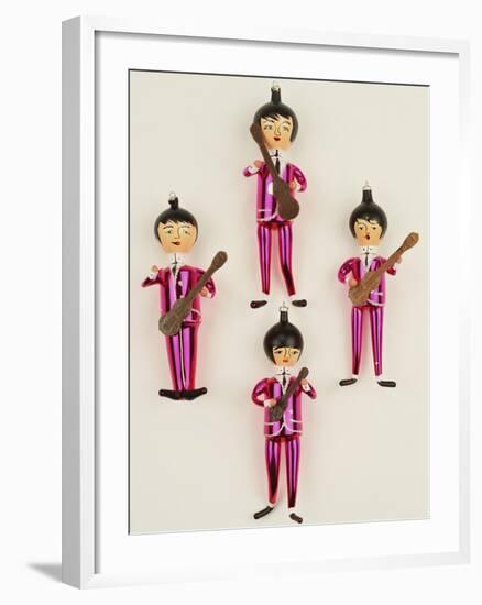 A Rare Set of Four Blown Glass Christmas Tree Decorations Modelled as the Beatles-null-Framed Giclee Print