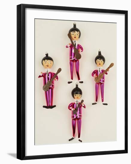 A Rare Set of Four Blown Glass Christmas Tree Decorations Modelled as the Beatles-null-Framed Giclee Print