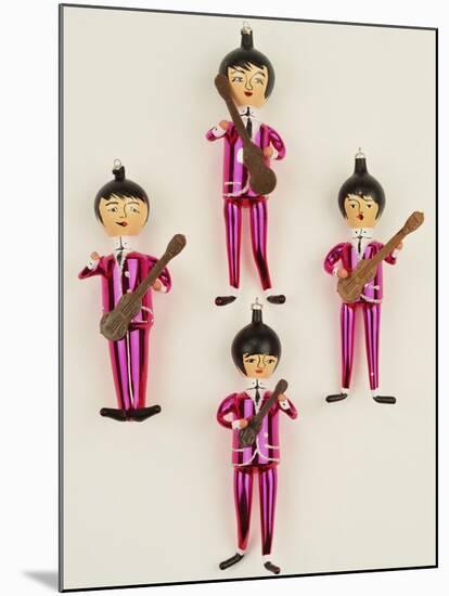 A Rare Set of Four Blown Glass Christmas Tree Decorations Modelled as the Beatles-null-Mounted Giclee Print