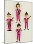 A Rare Set of Four Blown Glass Christmas Tree Decorations Modelled as the Beatles-null-Mounted Giclee Print