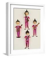 A Rare Set of Four Blown Glass Christmas Tree Decorations Modelled as the Beatles-null-Framed Giclee Print