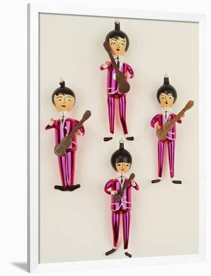 A Rare Set of Four Blown Glass Christmas Tree Decorations Modelled as the Beatles-null-Framed Giclee Print