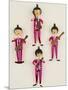 A Rare Set of Four Blown Glass Christmas Tree Decorations Modelled as the Beatles-null-Mounted Giclee Print