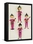 A Rare Set of Four Blown Glass Christmas Tree Decorations Modelled as the Beatles-null-Framed Stretched Canvas