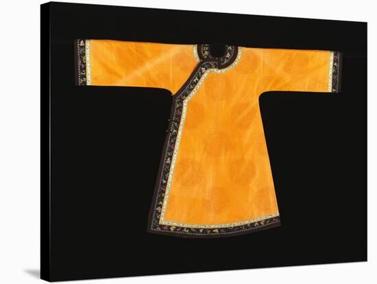 A Rare Tangerine Silk Informal Robe, the Orange Silk Woven with an Overall Pattern of Confronted…-null-Stretched Canvas