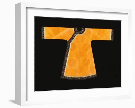 A Rare Tangerine Silk Informal Robe, the Orange Silk Woven with an Overall Pattern of Confronted…-null-Framed Giclee Print