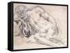 A Reclining Bearded Man Sleeping on His Arm-Paris Bordone-Framed Stretched Canvas