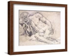 A Reclining Bearded Man Sleeping on His Arm-Paris Bordone-Framed Giclee Print