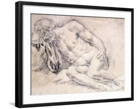 A Reclining Bearded Man Sleeping on His Arm-Paris Bordone-Framed Giclee Print