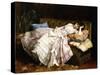 A Reclining Beauty, 1877-Auguste Toulmouche-Stretched Canvas