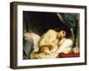 A Reclining Beauty with Her Cat-Fritz Zuber-Buhler-Framed Giclee Print