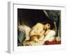 A Reclining Beauty with Her Cat-Fritz Zuber-Buhler-Framed Giclee Print