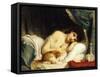 A Reclining Beauty with Her Cat-Fritz Zuber-Buhler-Framed Stretched Canvas