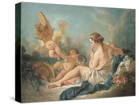 A Reclining Nymph Playing the Flute with Putti, Perhaps the Muse Euterpe, 1752-Francois Boucher-Stretched Canvas