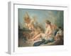 A Reclining Nymph Playing the Flute with Putti, Perhaps the Muse Euterpe, 1752-Francois Boucher-Framed Giclee Print