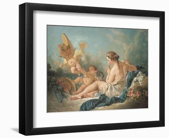 A Reclining Nymph Playing the Flute with Putti, Perhaps the Muse Euterpe, 1752-Francois Boucher-Framed Giclee Print