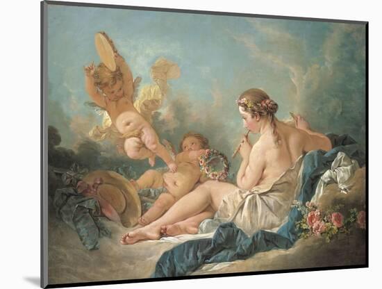 A Reclining Nymph Playing the Flute with Putti, Perhaps the Muse Euterpe, 1752-Francois Boucher-Mounted Giclee Print