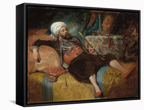 A Reclining Turk Smoking a Hookah, 1844-Henri Baron-Framed Stretched Canvas