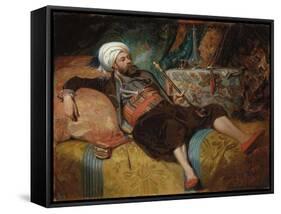 A Reclining Turk Smoking a Hookah, 1844-Henri Baron-Framed Stretched Canvas