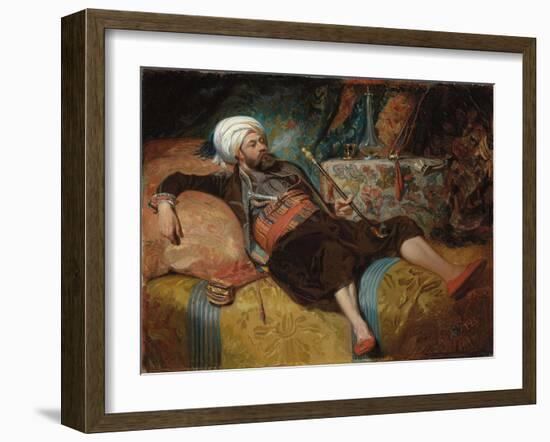 A Reclining Turk Smoking a Hookah, 1844-Henri Baron-Framed Giclee Print