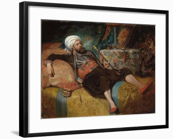 A Reclining Turk Smoking a Hookah, 1844-Henri Baron-Framed Giclee Print