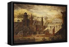 A Reconstruction of Sparta: the Persian Porch and Place of Consulatation of the Lacedemonians-Joseph Michael Gandy-Framed Stretched Canvas