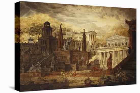 A Reconstruction of Sparta: the Persian Porch and Place of Consulatation of the Lacedemonians-Joseph Michael Gandy-Stretched Canvas