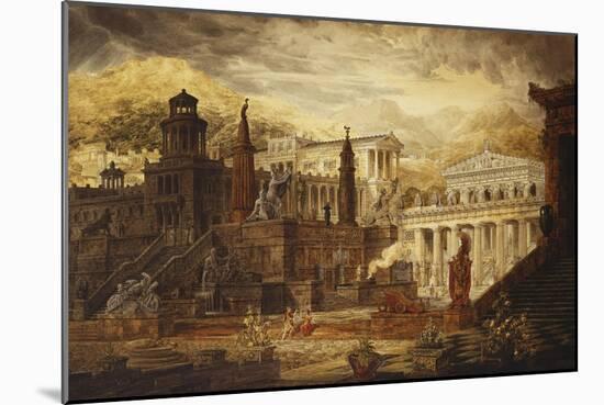 A Reconstruction of Sparta: the Persian Porch and Place of Consulatation of the Lacedemonians-Joseph Michael Gandy-Mounted Giclee Print