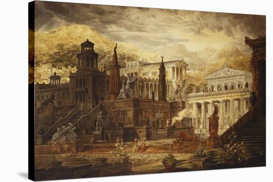 A Reconstruction of Sparta: the Persian Porch and Place of Consulatation of the Lacedemonians-Joseph Michael Gandy-Stretched Canvas