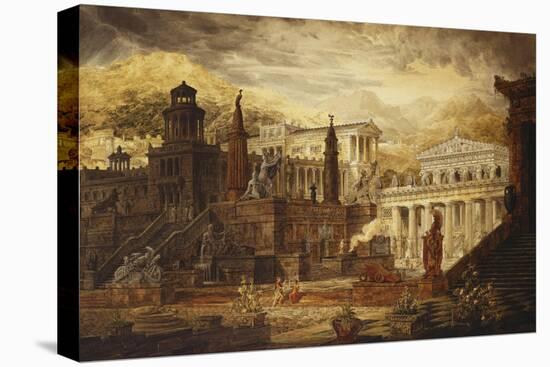 A Reconstruction of Sparta: the Persian Porch and Place of Consulatation of the Lacedemonians-Joseph Michael Gandy-Stretched Canvas