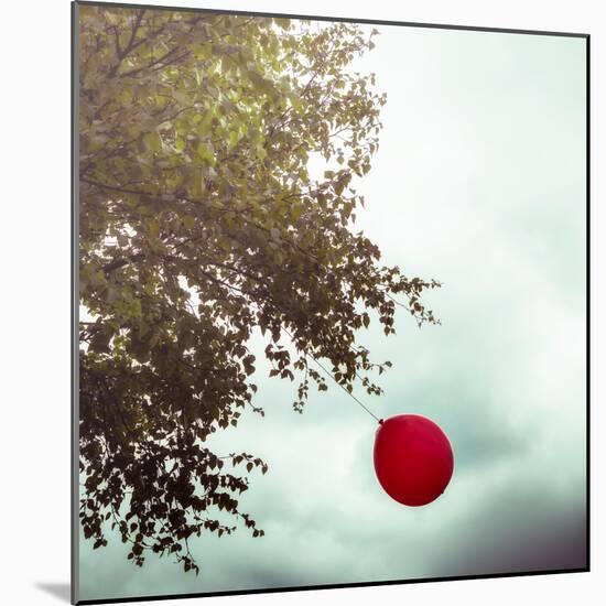 A Red Balloon Hanging on a Tree-Joana Kruse-Mounted Photographic Print