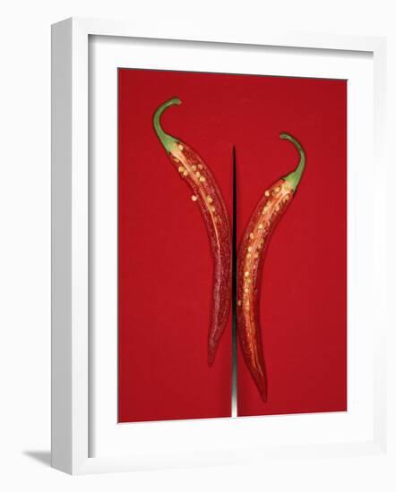 A Red Chili Pepper Sliced in Half-Jan-peter Westermann-Framed Photographic Print