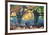 A Red Deer Stag, Cervus Elaphus, Stands under a Colorful Oak in Richmond Park-Alex Saberi-Framed Photographic Print