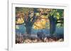 A Red Deer Stag, Cervus Elaphus, Stands under a Colorful Oak in Richmond Park-Alex Saberi-Framed Photographic Print