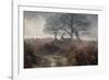 A Red Deer Stag Makes His Way Through a Misty Landscape in Richmond Park-Alex Saberi-Framed Photographic Print