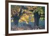 A Red Deer Stag Stands under a Colorful Oak in Richmond Park-Alex Saberi-Framed Photographic Print