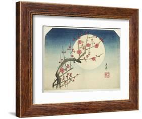 A Red Plum Branch against the Summer Moon, C.1840 (Colour Woodblock Print; Uchiwa-E)-Ando or Utagawa Hiroshige-Framed Giclee Print