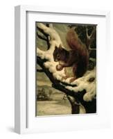 A Red Squirrel Eating a Nut-Basil Bradley-Framed Giclee Print