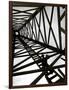 A Reenactor is Silhouetted Inside a Replica of the Spindletop Oil Derrick-null-Framed Photographic Print