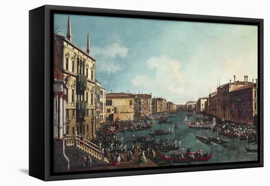 A Regatta on the Grand Canal-Canaletto-Framed Stretched Canvas