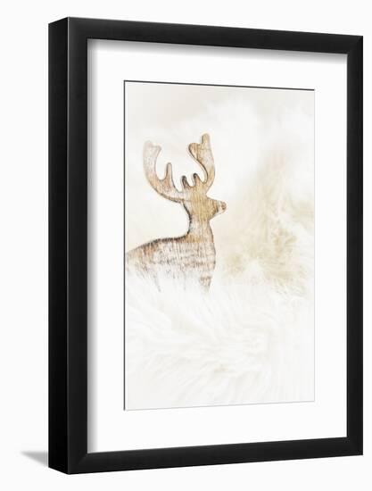 A Reindeer in a Stylised Winter Landscape. a Christmas Decoration-Petra Daisenberger-Framed Photographic Print