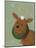 A Reindeer with a Wreath around its Neck-Beverly Johnston-Mounted Giclee Print